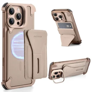 Magnetic Metal Frame Case with Card Holder-  iPhone