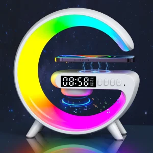 Smart G-Shape LED Lamp with Bluetooth Speaker & Wireless Charger