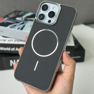 Magnetic Back Leather & Carbon Fiber Veneer Back Cover- iPhone